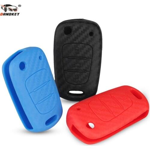 Dandkey Carbon Fiber Car Key Case For VW Golf Jetta For Skoda Yeti Superb Rapid Octavia For SEAT Leon Ibiza 3 Buttons Silicone