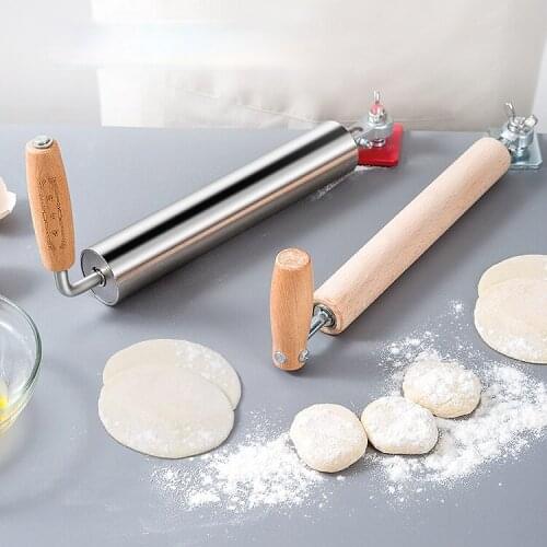 Wood Rolling Pin Dumpling Skin Rings Adjustable Non Stick Pizza Rolling Pin Baking Smooth Rolo De Massa Kitchen Tools DG50RP
