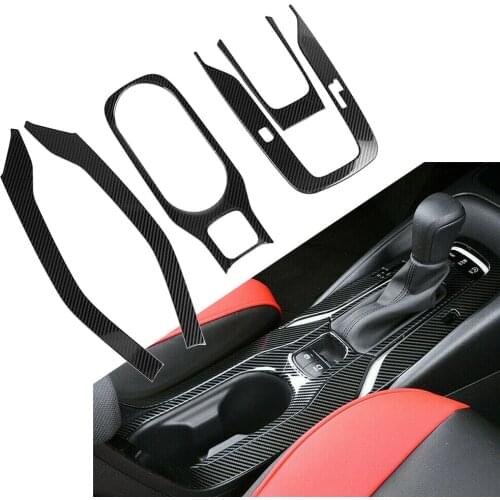 For Toyota Corolla 2019 2020 2021 Carbon Fiber Car Inner Gear Panel Water Cup Holder Cover Trim Sticker 5Pcs/Set LHD