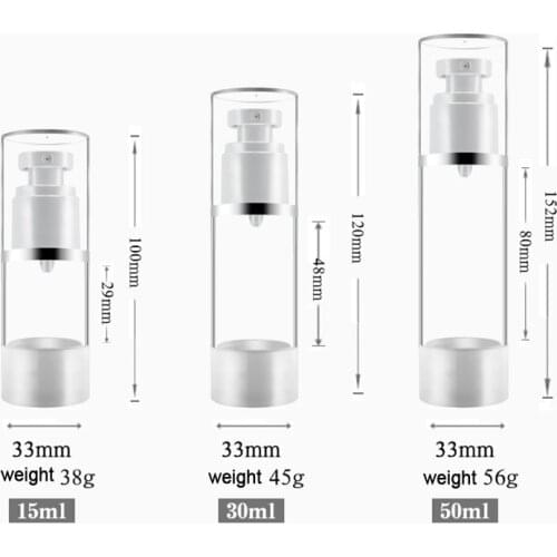 1pcs Plastic Travel Bottle Refillable Bottle Transparent Airless Pump Perfume Vacuum Spray Bottle 15ml/30ml/50ml/80ml/100ml
