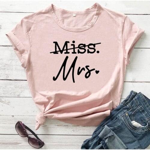 Miss to mrs New Arrival Womens Funny Casual 100%Cotton T-shirt bride to be gift just married shirt bridal shower gift