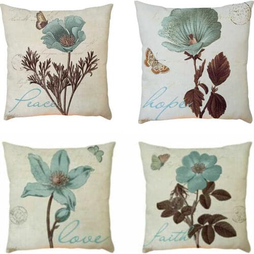 Cotton Linen Cushion Car Floral Waist Plant Cover Covers Pattern Home Pillowcase Fabric Sofa