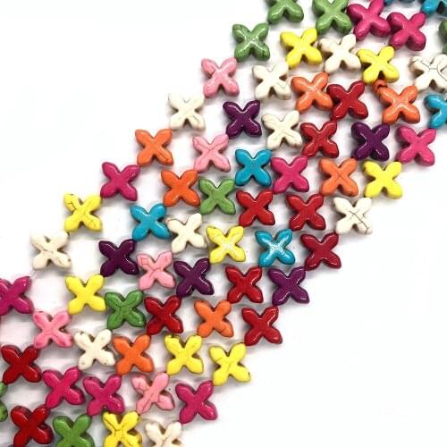 Synthetic Turquoise Cross Petal Shape Beads for DIY Handmade Lady Charm Necklace Bracelet Jewelry Accessories Wholesale