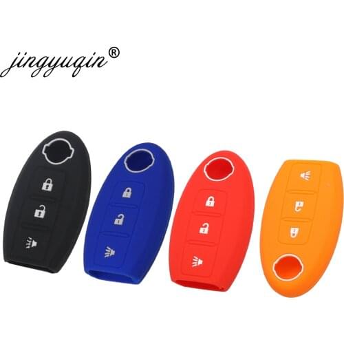 Jingyuqin 30pcs/lot Silicone Key Case For Nissan Maxima Altima Teana Tiida Sylphy Sunny X-Trail 3 Buttons Smart Car key Cover