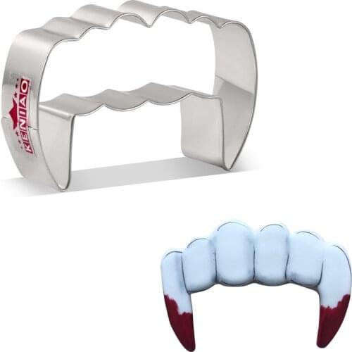 KENIAO Halloween Vampire Teeth Cookie Cutter - 8.4 x 5.5 cm - Biscuit Fondant Sandwich Bread Cutters - Stainless Steel