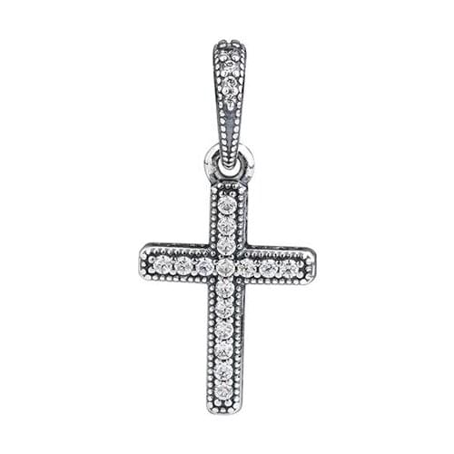 Classic Cross Pendant Clear CZ Beads For Jewelry Making 925 sterling silver Fashion DIY Woman Jewelry Making