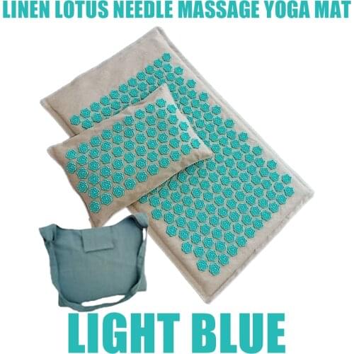 Lotus Spike Acupressure Mat 74*44cm Nature Linen Coconut Palm Massage Yoga Mat Sport Pillow Mat with Bag Cushion Accupucture Mat