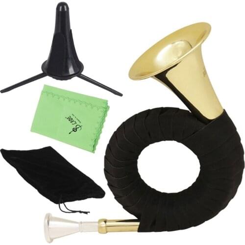Bb Brass Hunting Horn with Carry Bag Stand Cleaning Cloth Musical instruments Q1FF
