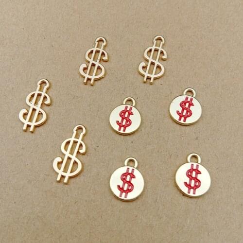 10pcs Jewelry making metal enamel ID tag Dollar symbol sign charms Pendant for bracelet Earrings Necklace handmade DIY material