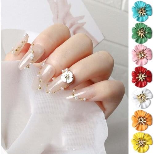 Cute Mini Nail Art Flower Jewelry Metal Alloy Bright Color Exquisite 3D Nail Art Decorations Glamour Elegant Summer DIY Jewelry