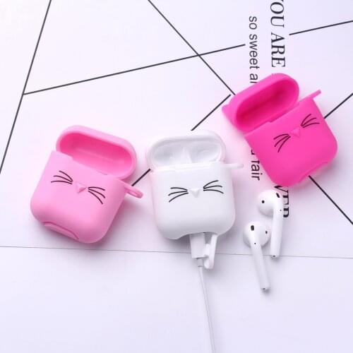 Cute bearded cat Soft silicone Case Cover For Airpods 1 2 wireless Bluetooth Earphone case Headphone Protection cover coque