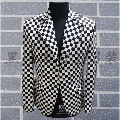 2020 Men Suits Designs Masculino Homme Terno Stage Costumes For Singers Men Plaid Blazer Dance Clothes Jacket Style Dress Korean