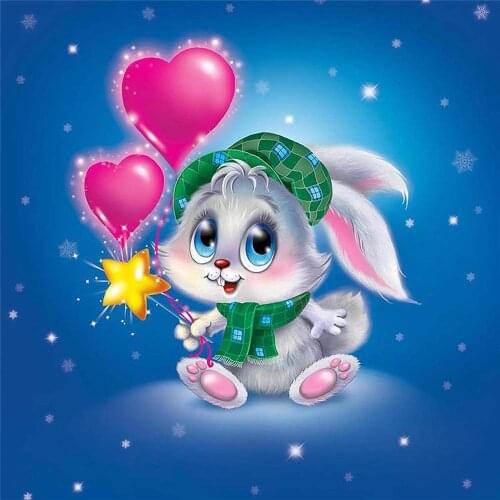 Animal Rabbit DIY Cross Stitch 11CT Embroidery Kits Craft Needlework Set Cotton Thread Printed Canvas Home Wholesale