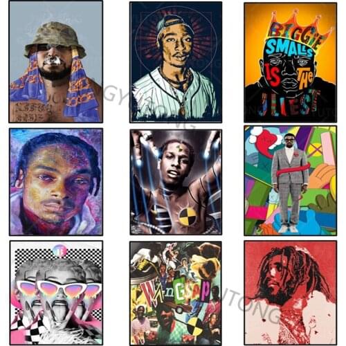 Rapper Music Star Trippie Redd J cole Kanye West Anime Painting Picture Quality Canvas Poster Bedroom Living Wall Art Home Decor