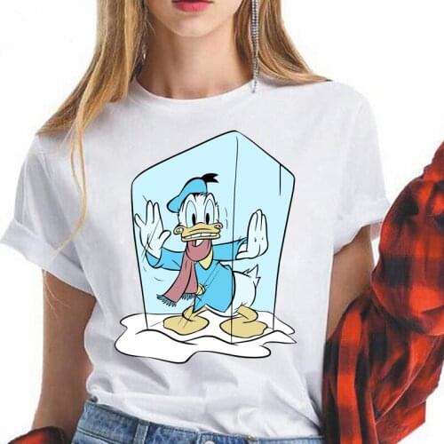 2021 New Disney Donald Duck Funny Cartoon T Shirt Harajuku Kawaii Anime 90s T-shirt Cute Graphic Tshirt Couple Top Tees
