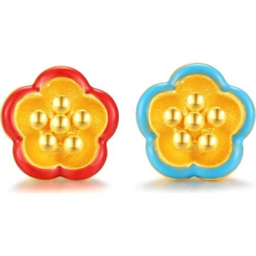 New Arrival 24K Yellow Gold Bracelet 3D 999 Gold Paint Flower Bracelet