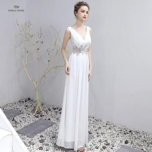 Prom Dresses V-Neck Floor-Length A-Line Dresses Woman Party Night Chiffon Evening Dress