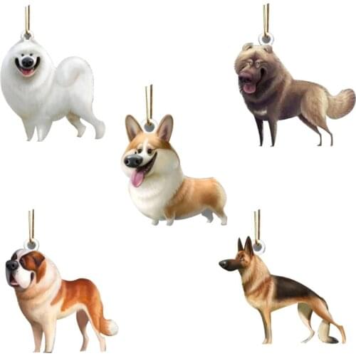 28TB For Dog Lovers Hanging Ornament Acrylic Easter Model Car Rear View Mirror Pendant Car Goods Styling