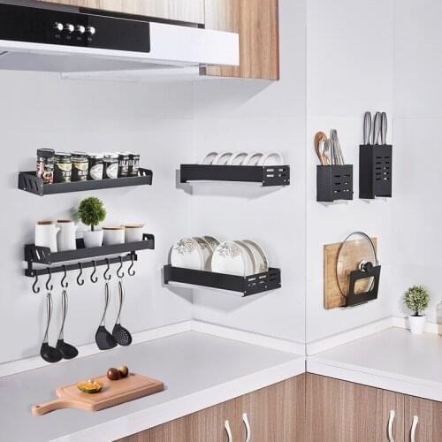 Punch Free Kitchen Shelves Items Dish Drying Spice Rack Drainer Gadget Sets Storage Accessories Housewares Supplies Organizer