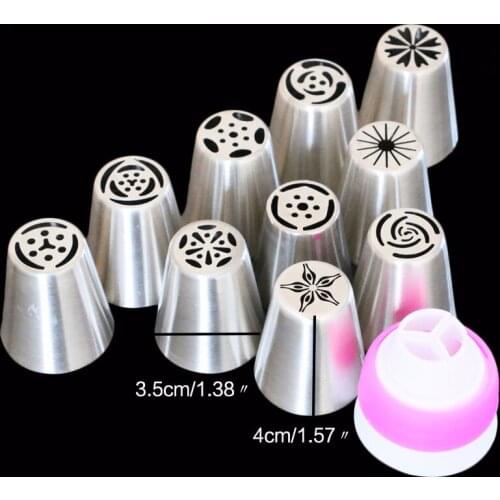 11pcs/set Coupler Fondant Decoration Russian Icing Piping Tips Cake Pastry Decorating Nozzle Kit Cake Tools