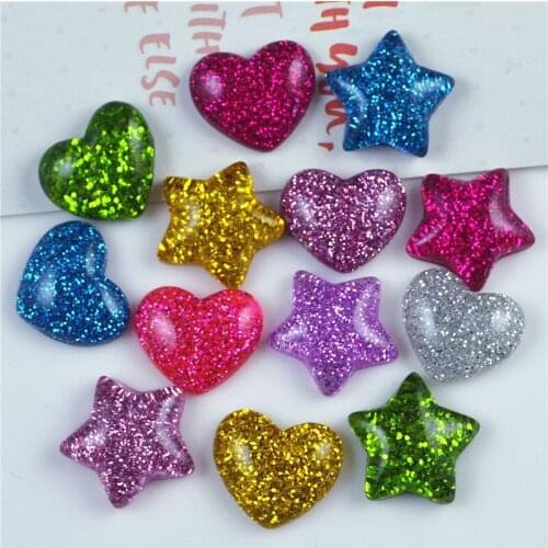 Various Flash-powder Heart-shaped Resin Lizuny Slime Supplies Polymer Clay Charms DIY Glue for Slide Material Slime Filler Toys