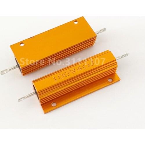 RX24 100W 4R 4RJ 100 Watt Resistor High Power Heatsink Metal Shell Aluminium Gold Resistance Golden Heat Sink Resistaor 4 ohm
