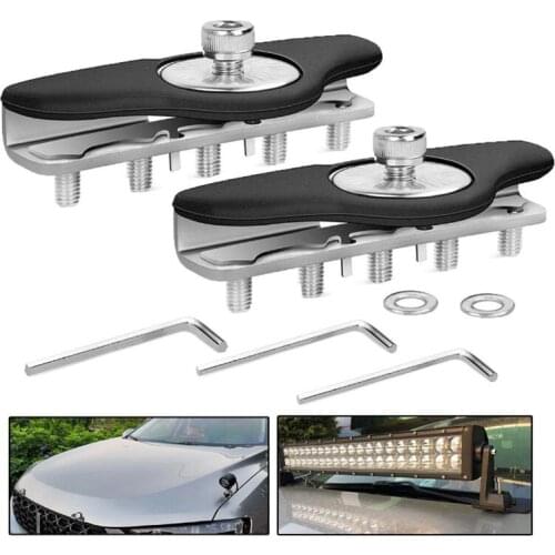 Led Work Light Bar Clamp Holder Hood Mount Brackets For Car SUV ATV Truck Engine Cover Stainless Steel Without Drilling