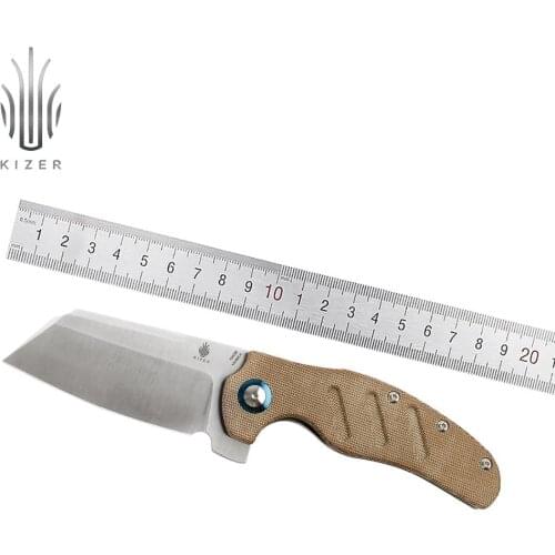 Kizer Tactical Knife V5488C4 C01C XL Micarta Handle Big Folding Cleaver Knife Used for Kitchen Tools in Outdoor Camping