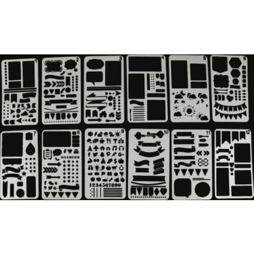 12 Design Painting Template DIY Layering Stencils Painting Scrapbook Coloring Embossing Album Decorative Card Template