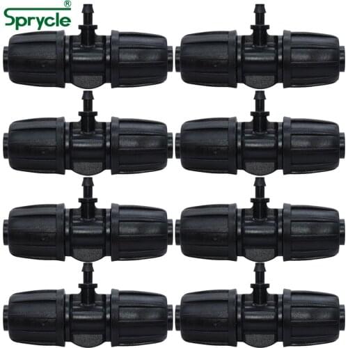 SPRYCLE 10PCS 16mm to 4/7mm Hose Tee Connector Thread Lock Garden Irrigation Water Adapter PE Tubing to 1/4'' Micro Pipe Joint
