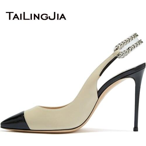 Women Pointed Toe Slingbacks High Heels Pumps Shoes Ladies Classic Fashion PU Leather Large Size Stileeto Heels OL Shoes 2020