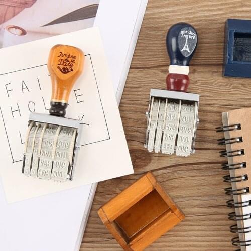 Vintage Wooden handle date DIY stamp for scrapbooking stationery decal material school supplies Make notebooks diaries accounts