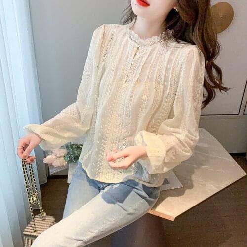 YUAZHOQI Stand-up Collar Blouses