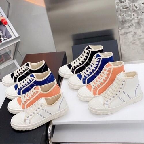 Womens shoes 2021 new spring and summer biscuit shoes high-top canvas shoes all-match flat-bottom sports casual shoes women