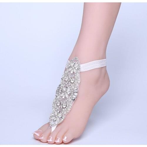 2019 NEW Foot Chain Lace Ankle Bracelet Bridal Beach Wedding Barefoot Sandals Women blue