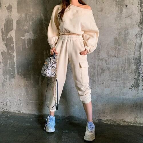 Two Piece Women Sets Tracksuit Female 2020 New Autumn Winter Long Sleeve Hoodies Sweatshirts and Long Pants Suits Outfits WS236