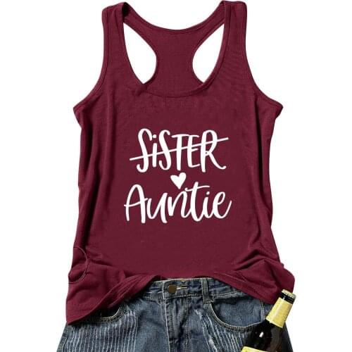 Vest Sister to Auntie Graphic Summer Funny Casual Womens Tank Tops New Aunt Shirt Auntie Gift Sister Gift Heart Your Tees