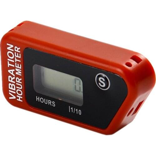 Free shipping!Red RL-HM016B Resettable LCD Wireless Vibration Hour Meter For chainsaw pit bike lawn mower snowmobile ATV marine