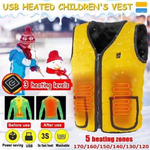 Winter Outdoor Children Electric Heated Vest USB Heating Vest Kids Winter Thermal Waistcoat Camping Hiking Warm Hunting Jacket