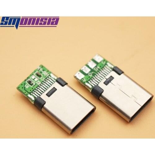 100pcs/lot High Spreed Micro USB 3.1 C Type Male Plug 10Pin with PCB board Test Male Data Connector