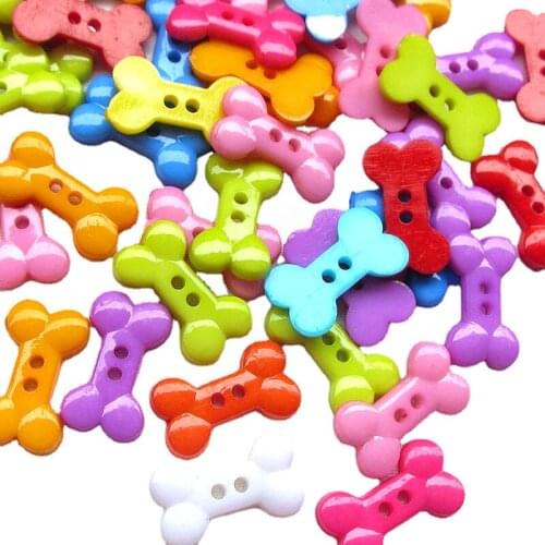 Suoja 50pcs/lot Dog Bone Toy Plastic Buttons 2 Holes Sewing Craft 18mm