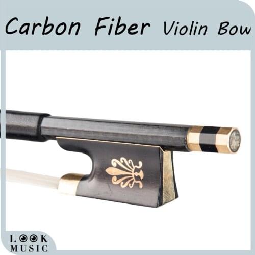 4/4 Carbon Fiber Violin Bow Grid Carbon Fiber Round Stick With Ebony Frog Mongolia Horsehair