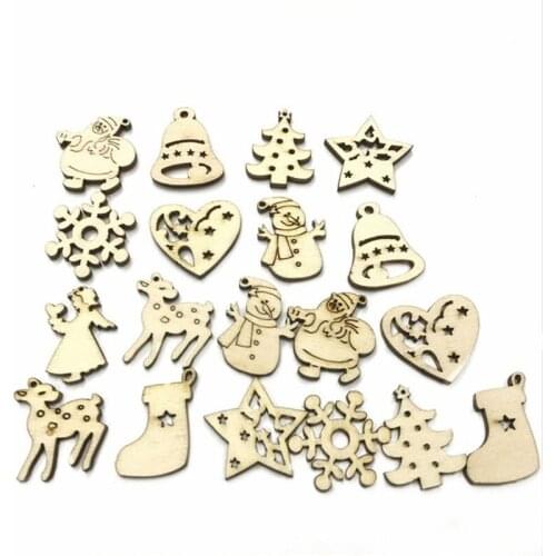 500PCS Wooden Christmas Decorations Tree Ornaments Santa Claus Snowman Deer Xmas Party Decoration for Home New Year Gift
