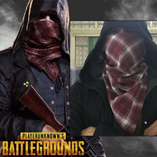 PUBG Playerunknowns Battlegrounds Cosplay Accessories Autum & Winter Red and White Plaid Cotton Scarf