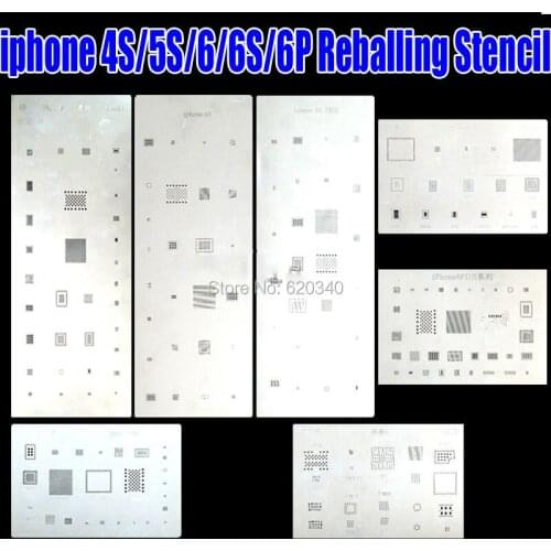 Freeshipping 8 pcs /set Bga Reballing Stencil Template Kit Rework Repair for iphone 4S/5S/6/6S/6P Repair Tool