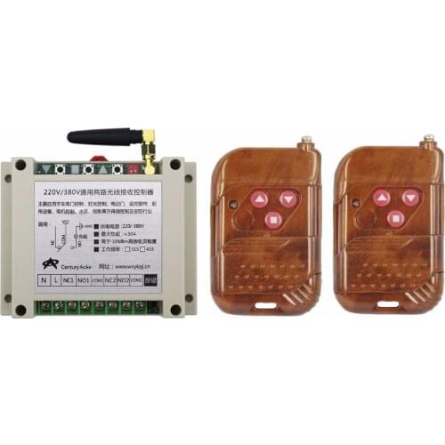 AC220V 250V 380V 2CH RF Wireless Remote Control Switch 1* Receiver +2* Transmitter tubular motor garage door projection screen