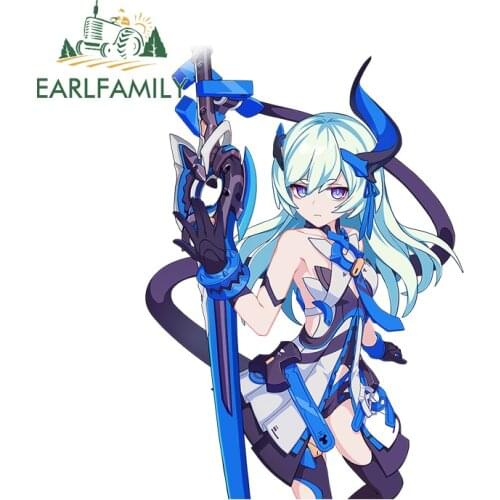 EARLFAMILY 13cm x 9.3cm for Honkai Impact 3 Blue Valkyrie Car Stickers Vinyl Car Wrap Motorcycle Helmet Waterproof DIY Graphics