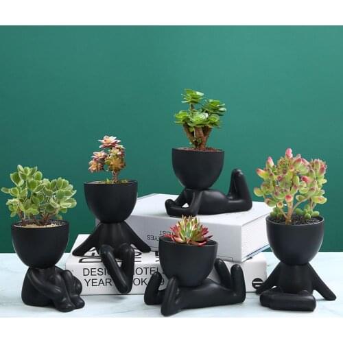 Flower Pot Ornament Simple Anti-corrosion Ceramic Creative Little People Body Art Flower Pot Desktop Decoration Plastic Vase