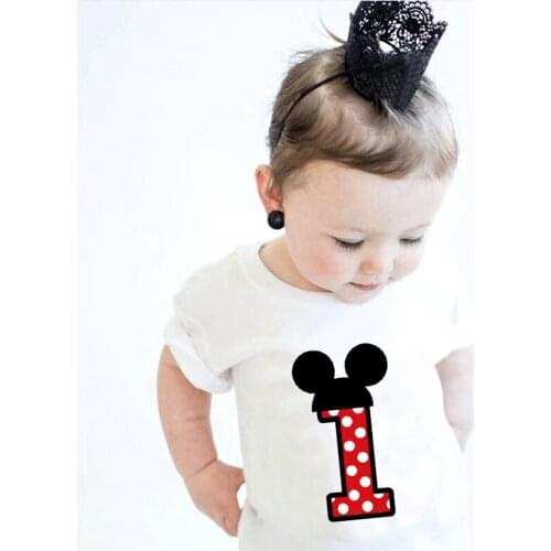 1 2 3 4 Years Baby Birthday T-shirt Summer Tops Tee Children Clothing Party Boys Short Sleeve T Shirt GirlsToddler Kids Pink