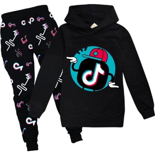 Spring Autumn Long-Sleeved Childrens Suit Boys Girls Letter Printing Hooded Cotton Sweater Pants 2-piece Teenager clothes Suit